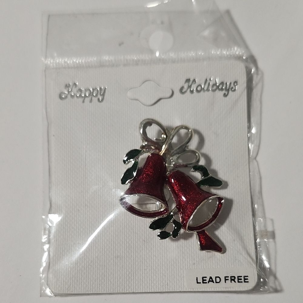 Red Bell Holiday Pin Brooch